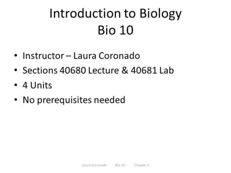 Introduction to Biology Bio 10