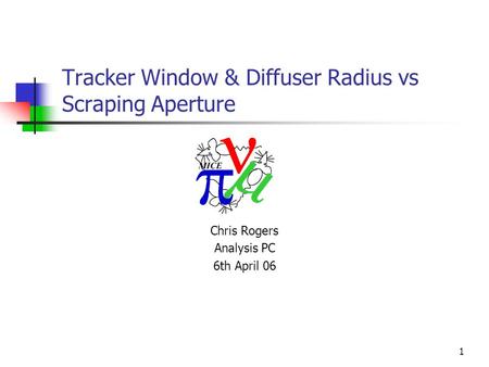 1 Tracker Window & Diffuser Radius vs Scraping Aperture Chris Rogers Analysis PC 6th April 06.