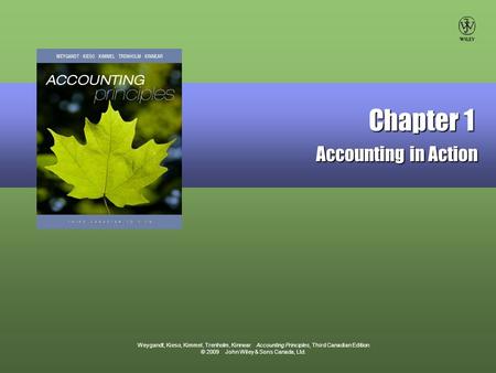 Weygandt, Kieso, Kimmel, Trenholm, Kinnear Accounting Principles, Third Canadian Edition © 2009 John Wiley & Sons Canada, Ltd. Chapter 1 Accounting in.