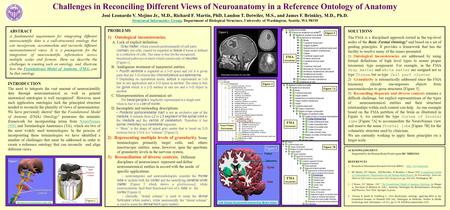 Challenges in Reconciling Different Views of Neuroanatomy in a Reference Ontology of Anatomy José Leonardo V. Mejino Jr., M.D., Richard F. Martin, PhD,