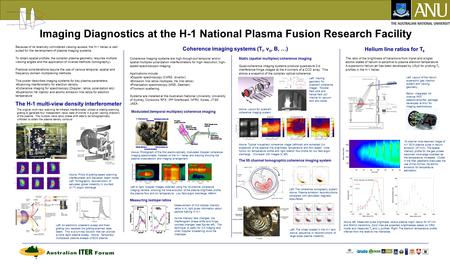 Imaging Diagnostics at the H-1 National Plasma Fusion Research Facility Left: The coherence tomography system Above: Plasma emission reconstructions compared.