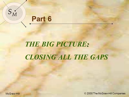 McGraw-Hill © 2000 The McGraw-Hill Companies 1 S M S M McGraw-Hill © 2000 The McGraw-Hill Companies Part 6 : THE BIG PICTURE: CLOSING ALL THE GAPS.