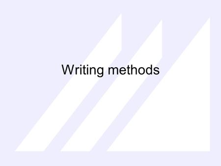 Writing methods. Calling Methods nameOfMethod(parameters) if method returns something, use that value Math.pow(2, 3) returns 8 System.out.println(Math.pow(2,