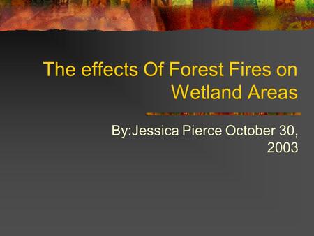 The effects Of Forest Fires on Wetland Areas By:Jessica Pierce October 30, 2003.