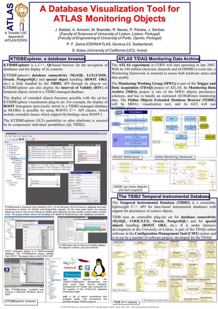 A Database Visualization Tool for ATLAS Monitoring Objects A Database Visualization Tool for ATLAS Monitoring Objects J. Batista, A. Amorim, M. Brandão,