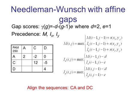 Needleman-Wunsch with affine gaps