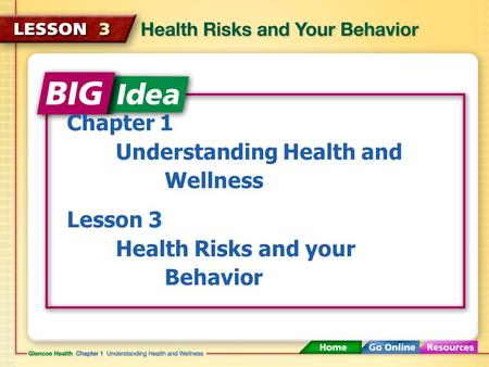 Chapter 1 Understanding Health and 			Wellness Lesson 3
