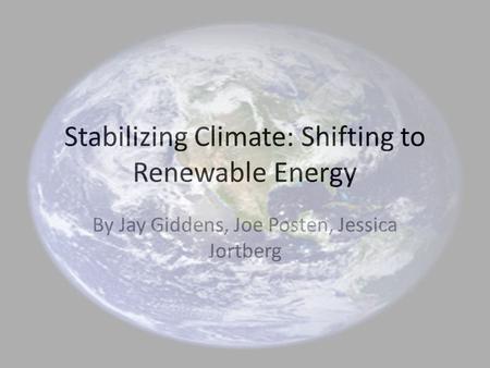 Stabilizing Climate: Shifting to Renewable Energy
