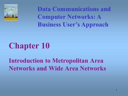 1 Chapter 10 Introduction to Metropolitan Area Networks and Wide Area Networks Data Communications and Computer Networks: A Business User’s Approach.