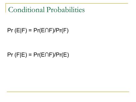 Conditional Probabilities