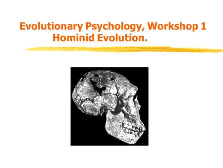 Evolutionary Psychology, Workshop 1 Hominid Evolution.