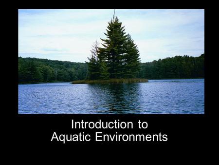 Introduction to Aquatic Environments. Aquatic environments Oceans Coastlines/Estuaries Streams Lakes Wetlands: bogs and fens.