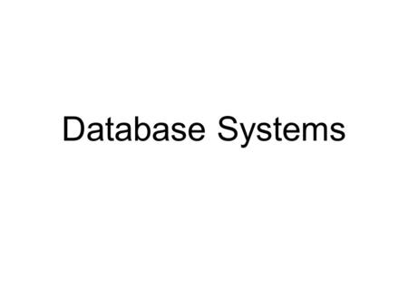 Database Systems.