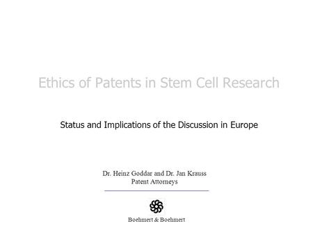 Ethics of Patents in Stem Cell Research