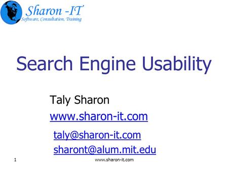 Search Engine Usability Taly Sharon