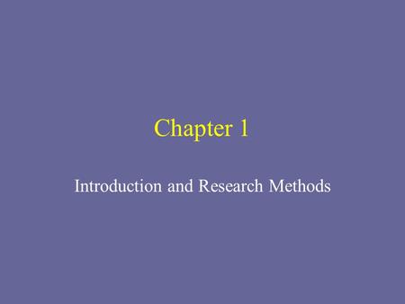 Introduction and Research Methods