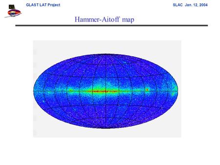 GLAST LAT Project SLAC Jan. 12, 2004 Hammer-Aitoff map.