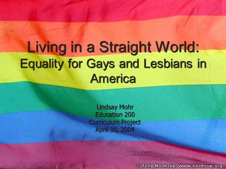 Living in a Straight World: Equality for Gays and Lesbians in America Lindsay Mohr Education 200 Curriculum Project April 30, 2004.
