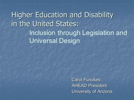 Higher Education and Disability in the United States: