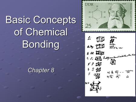 Basic Concepts of Chemical Bonding Chapter 8. Three Types of Chemical Bonds Ionic bond Ionic bond –Transfer of electrons –Between metal and nonmetal ions.