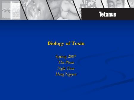 Biology of Toxin Spring 2007 Thu Pham Nghi Tran Hong Nguyen.