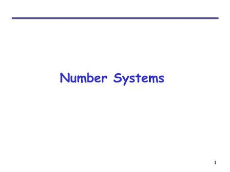 1 Number Systems. 2 Numbers Each number system is associated with a base or radix – The decimal number system is said to be of base or radix 10 A number.