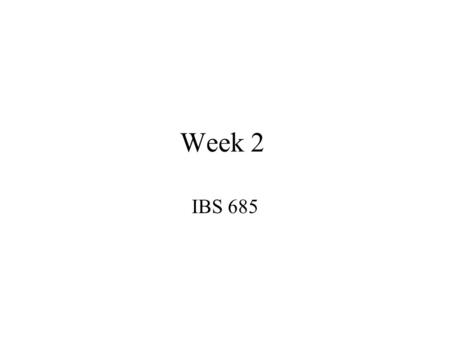 Week 2 IBS 685. Project Site Upload assignments to your project site that you will create for IBS 685.