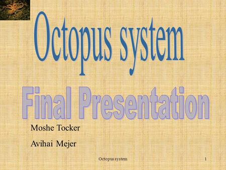 Octopus system1 Moshe Tocker Avihai Mejer. Octopus system2 The Octopus system Goal The system’s primary goal is to Measure performance parameters in real.