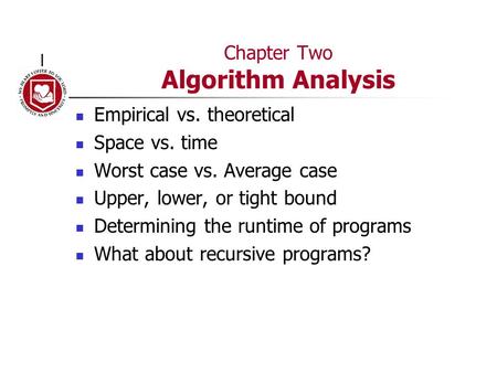 Chapter Two Algorithm Analysis