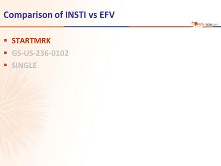 Comparison of INSTI vs EFV  STARTMRK  GS-US-236-0102  SINGLE.