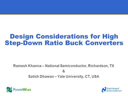 Design Considerations for High Step-Down Ratio Buck Converters