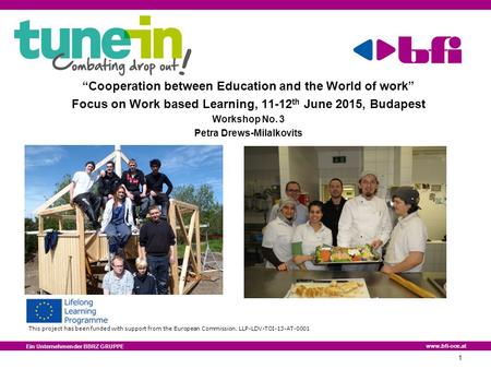Www.bfi-ooe.at Ein Unternehmen der BBRZ GRUPPE 1 “Cooperation between Education and the World of work” Focus on Work based Learning, 11-12 th June 2015,