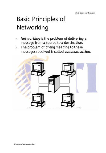 Basic Principles of Networking Basic Computer Concepts