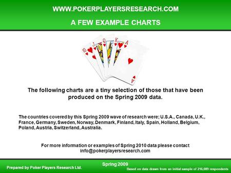 Based on data drawn from an initial sample of 216,089 respondents WWW.POKERPLAYERSRESEARCH.COM Spring 2009 Prepared by Poker Players Research Ltd. A FEW.