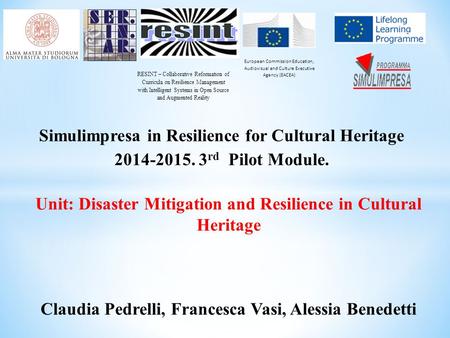 RESINT – Collaborative Reformation of Curricula on Resilience Management with Intelligent Systems in Open Source and Augmented Reality European Commission.