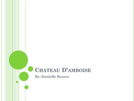 C HATEAU D’ AMBOISE By: Danielle Brusco. D’ AMBOISE.