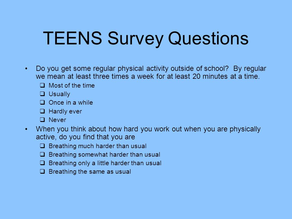 Surveys For Teen 110