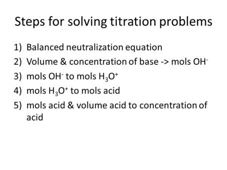Steps for solving titration problems