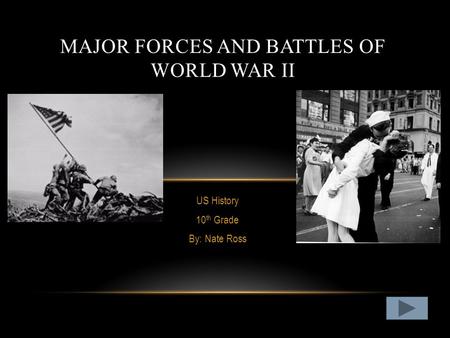 US History 10 th Grade By: Nate Ross MAJOR FORCES AND BATTLES OF WORLD WAR II.