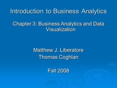 Introduction to Business Analytics