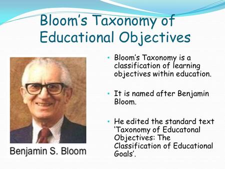 Bloom’s Taxonomy of Educational Objectives