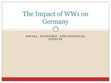 The Impact of WW1 on Germany