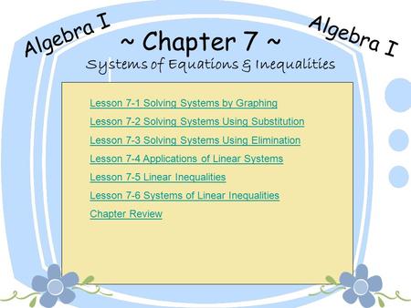 Systems of Equations & Inequalities