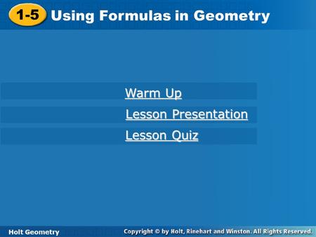 Using Formulas in Geometry