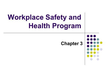 Workplace Safety and Health Program