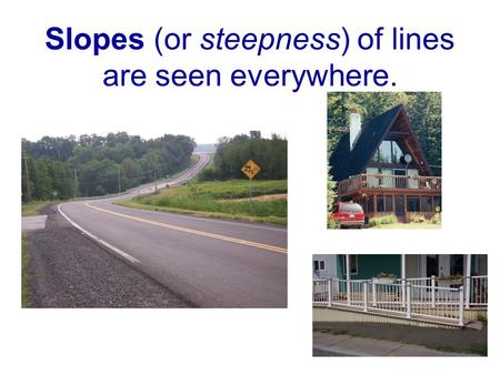 Slopes (or steepness) of lines are seen everywhere.