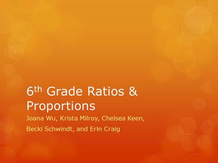 6th Grade Ratios & Proportions