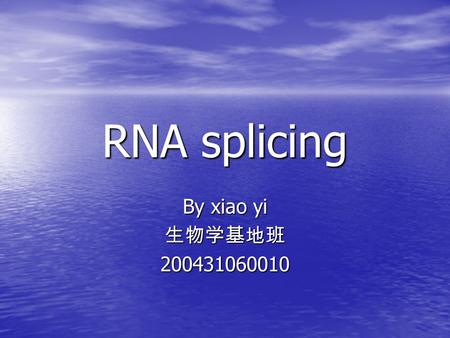 RNA splicing By xiao yi 生物学基地班 200431060010.