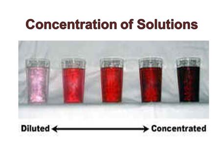 Solutions are homogeneous mixtures consisting of two or more components. The major component of a solution is known as the solvent and the minor component.