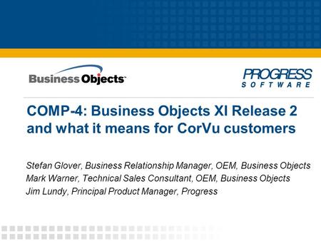 Stefan Glover, Business Relationship Manager, OEM, Business Objects